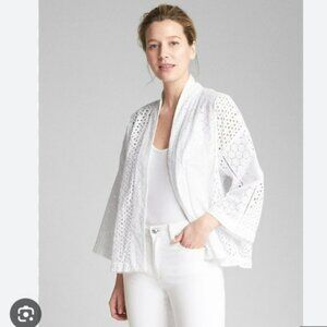 GAP Open-Front Topper Jacket in Eyelet Optic White M